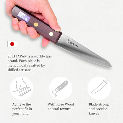 Masahiro Japanese Boning Knife Honesuki Knife 5.9" 150mm Traiangle Type | Seki Japan Japanese Carbon Steel Kitchen Cutlery, Chef Knives with Rose Wood Handle