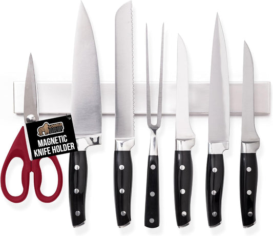 304 Stainless Steel Heavy Duty Magnetic Knife Holder, Secure Wall Mounted Bar for Knives, Tools, Holds Up to 6 lbs, Kitchen Organizer, 10 Inch Strip, Easy Installation, Screws Included