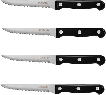 SUNALND Steak Knives Set,Micro Serrated Edge Full Tang Triple Riveted Steak Knife (4)
