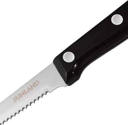 SUNALND Steak Knives Set,Micro Serrated Edge Full Tang Triple Riveted Steak Knife (4)