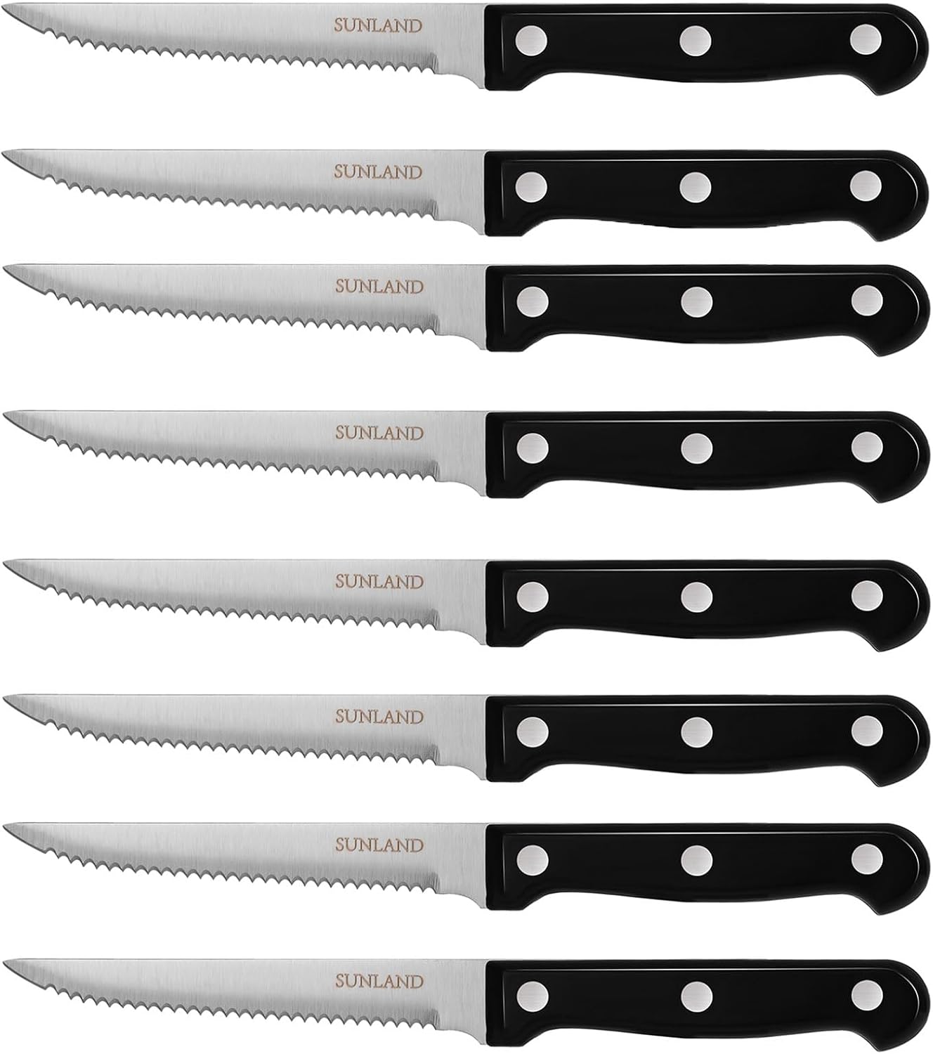 SUNALND Steak Knives Set,Micro Serrated Edge Full Tang Triple Riveted Steak Knife (4)