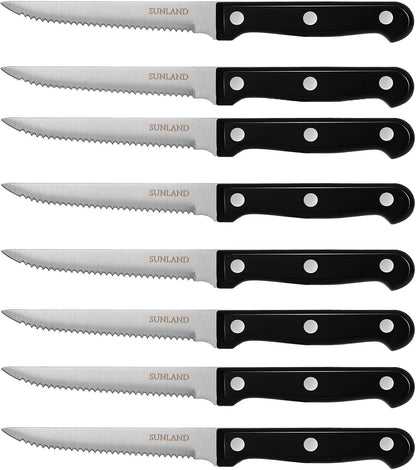 SUNALND Steak Knives Set,Micro Serrated Edge Full Tang Triple Riveted Steak Knife (4)