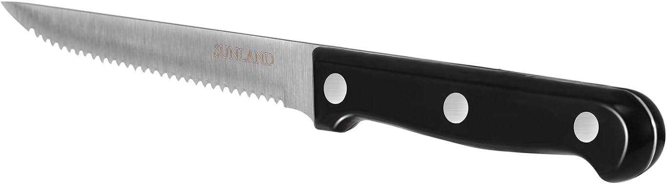 SUNALND Steak Knives Set,Micro Serrated Edge Full Tang Triple Riveted Steak Knife (4)