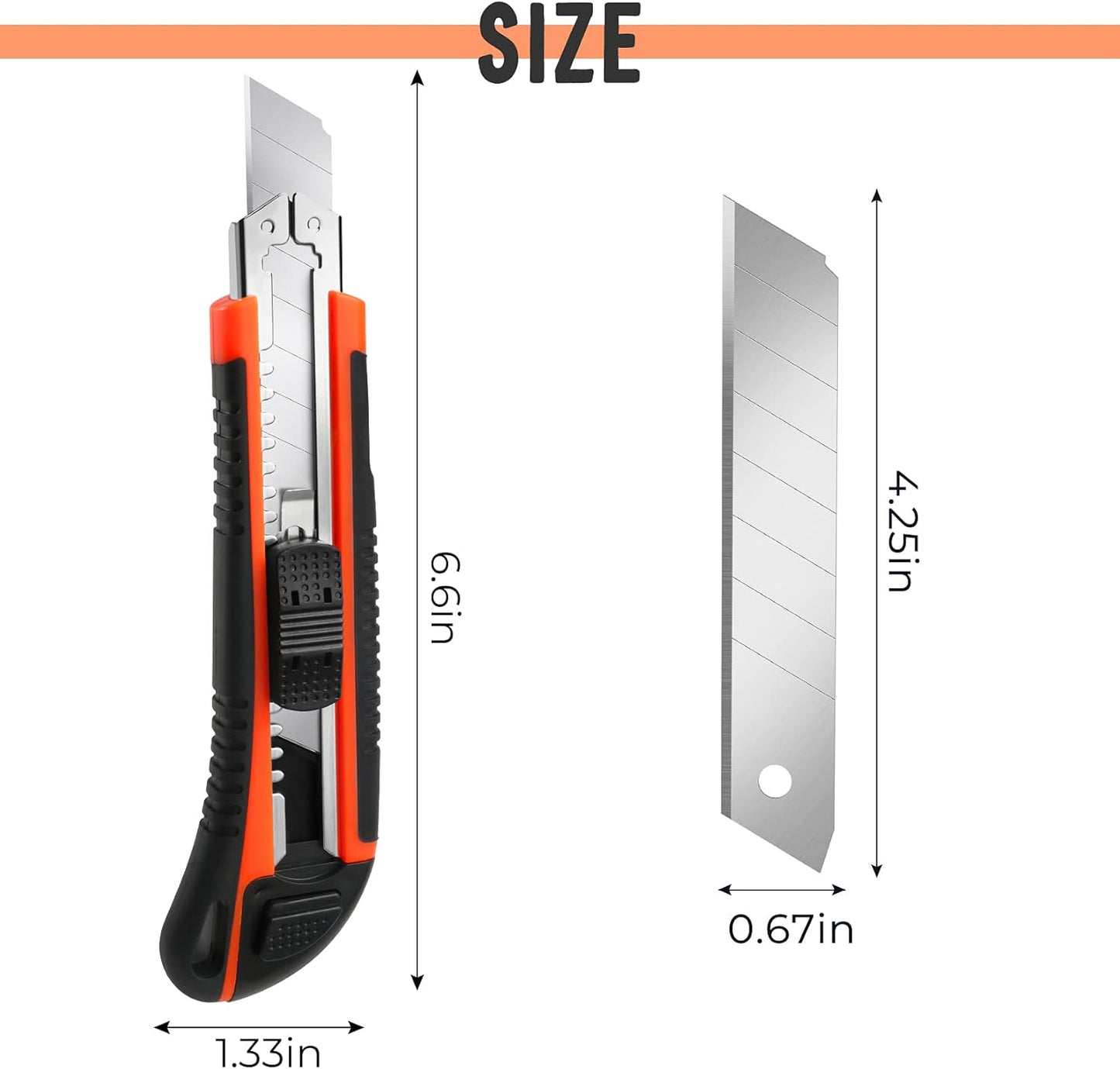 3Pack Box Cutter Retractable, Snap Off Utility Knife, Razor Knife | 18mm ultra sharp blade, quick change blade, box opener tool and exacto knife for DIY, office, arts, crafts, home and cartons