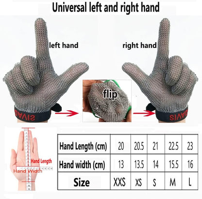 Metal Cut Resistant Chainmail Gloves, Food Grade Safety Chef Meat Cutting Safety Work Gloves, Easy to Clean (Size : 1PCS/M)