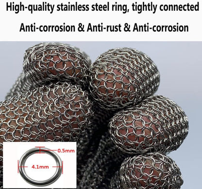 Metal Cut Resistant Chainmail Gloves, Food Grade Safety Chef Meat Cutting Safety Work Gloves, Easy to Clean (Size : 1PCS/M)