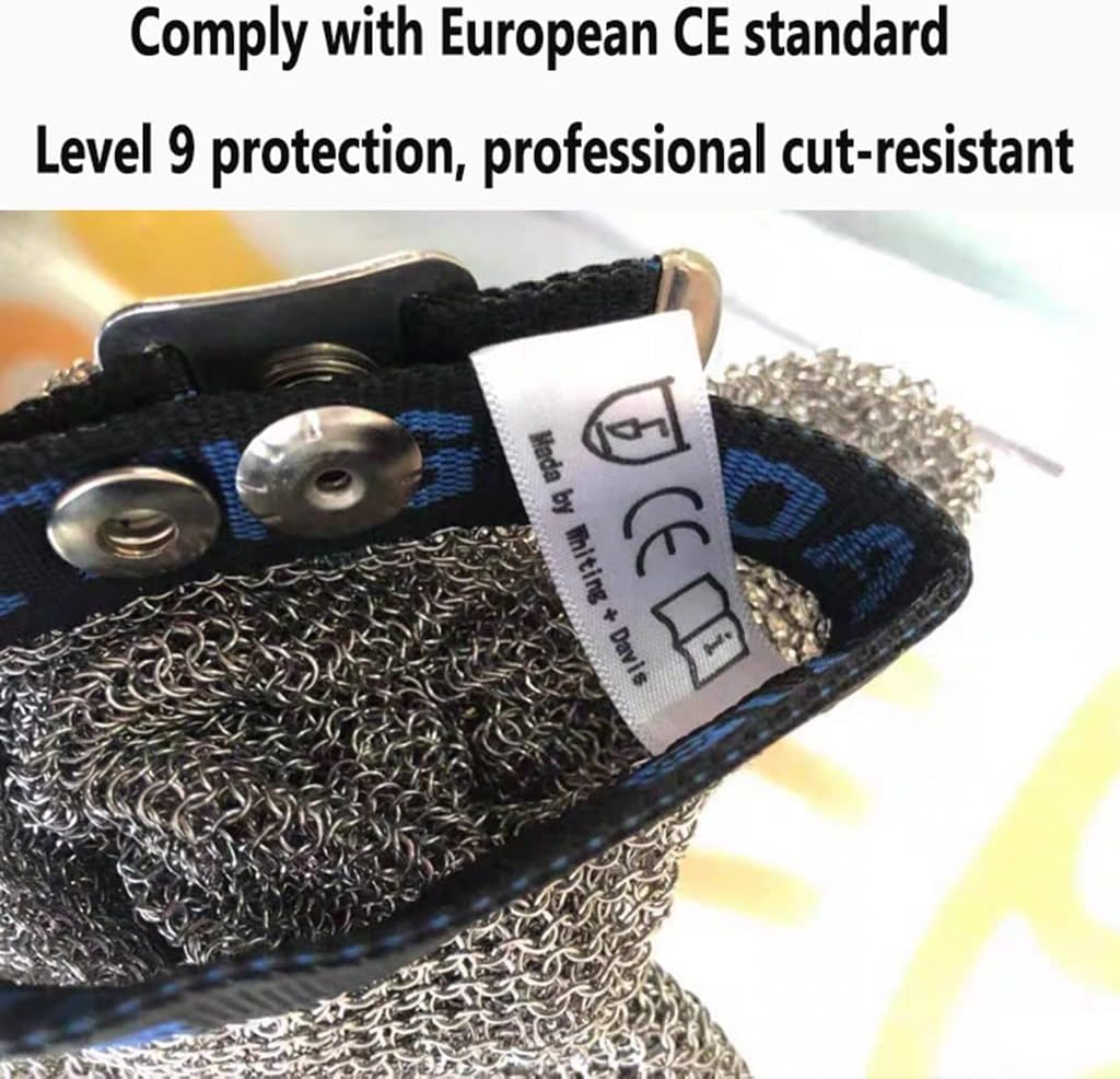Metal Cut Resistant Chainmail Gloves, Food Grade Safety Chef Meat Cutting Safety Work Gloves, Easy to Clean (Size : 1PCS/M)
