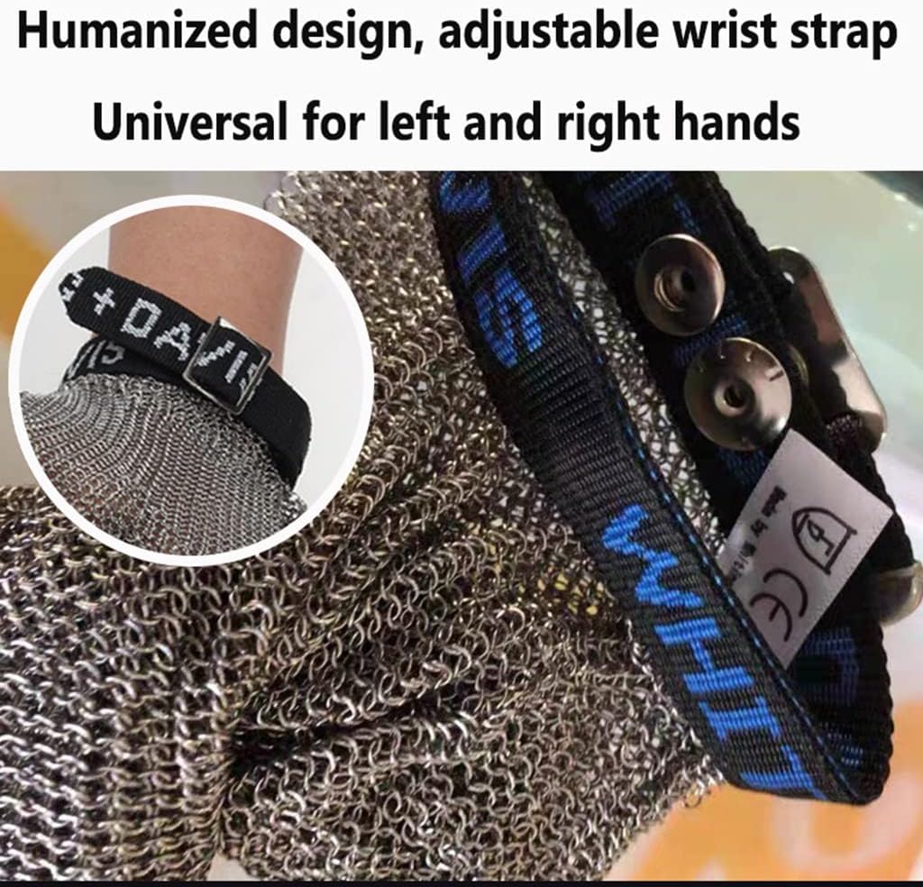 Metal Cut Resistant Chainmail Gloves, Food Grade Safety Chef Meat Cutting Safety Work Gloves, Easy to Clean (Size : 1PCS/M)