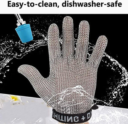 Metal Cut Resistant Chainmail Gloves, Food Grade Safety Chef Meat Cutting Safety Work Gloves, Easy to Clean (Size : 1PCS/M)
