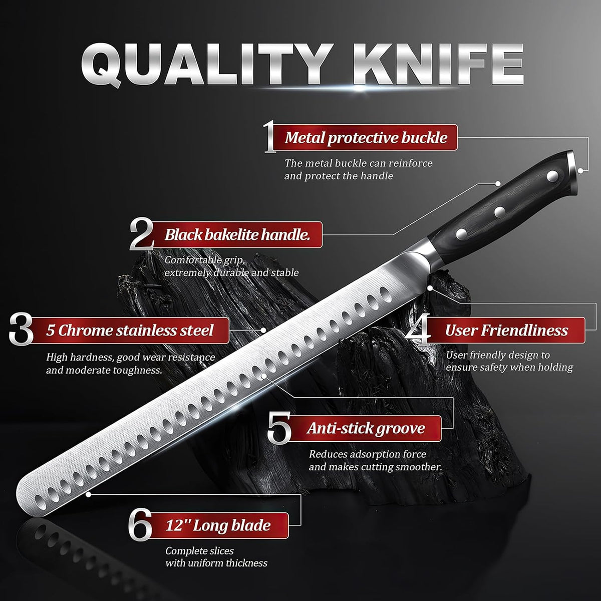 Brisket Knife, 12 inch Carving Knife for Meat