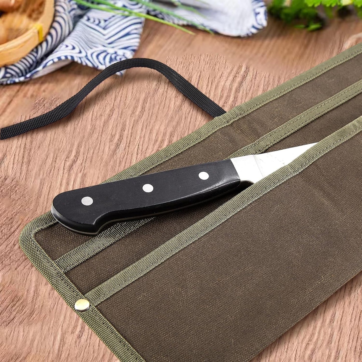 Chef Knife Sheath,Waxed Canvas Single Chef Knife Case Bag Roll for Traval,Sheaths for Chef's Kitchen knives,Tool Organizer Pouch Culinary Accessories Cooking Tools Roll,Gifts for Men