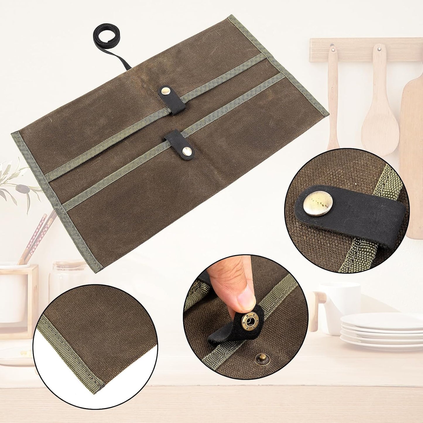 Chef Knife Sheath,Waxed Canvas Single Chef Knife Case Bag Roll for Traval,Sheaths for Chef's Kitchen knives,Tool Organizer Pouch Culinary Accessories Cooking Tools Roll,Gifts for Men