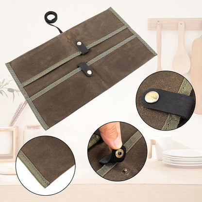 Chef Knife Sheath,Waxed Canvas Single Chef Knife Case Bag Roll for Traval,Sheaths for Chef's Kitchen knives,Tool Organizer Pouch Culinary Accessories Cooking Tools Roll,Gifts for Men