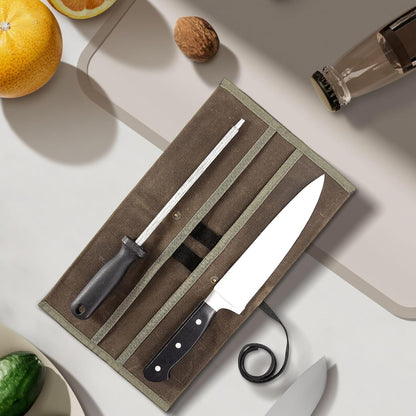 Chef Knife Sheath,Waxed Canvas Single Chef Knife Case Bag Roll for Traval,Sheaths for Chef's Kitchen knives,Tool Organizer Pouch Culinary Accessories Cooking Tools Roll,Gifts for Men