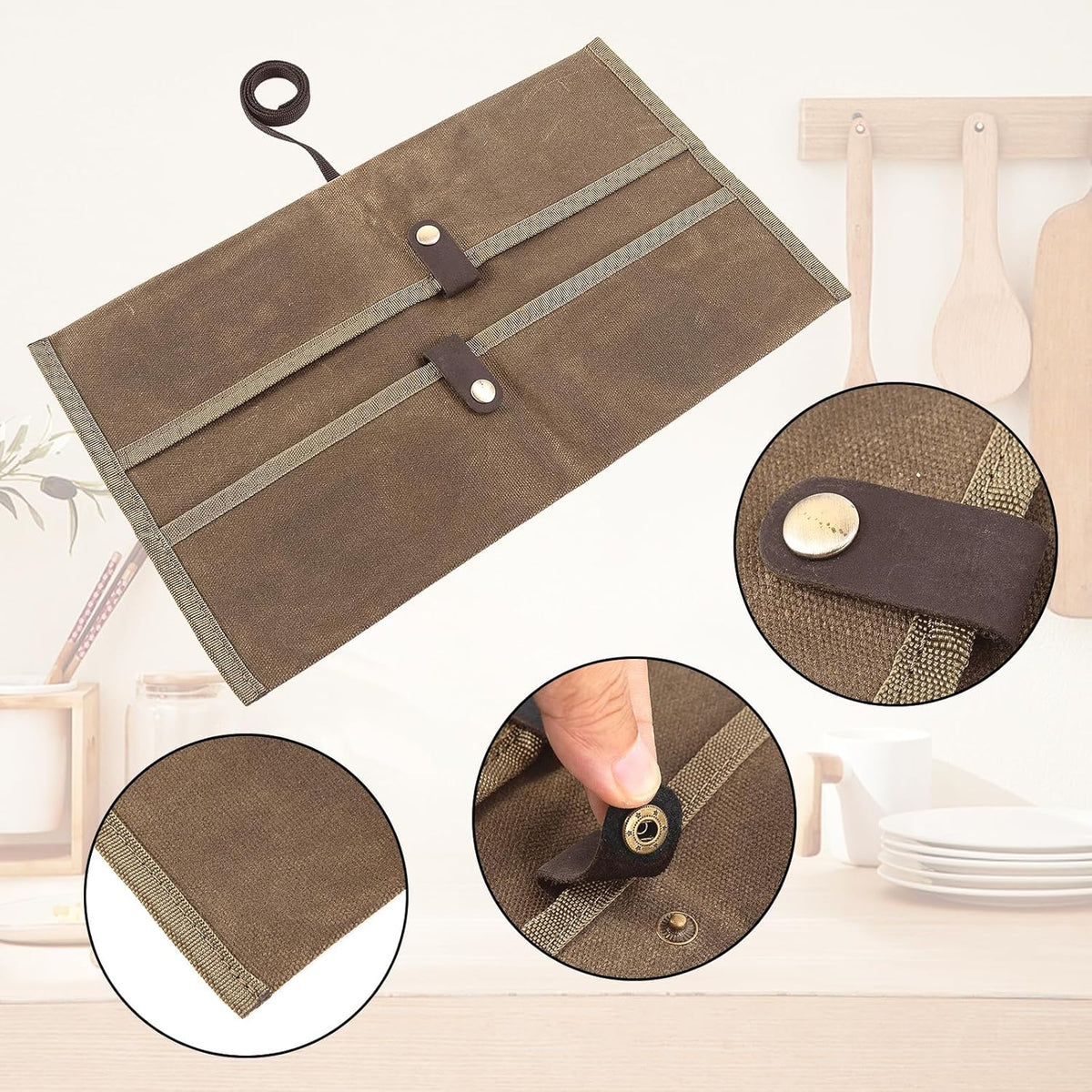 Chef Knife Sheath,Waxed Canvas Single Chef Knife Case Bag Roll for Traval,Sheaths for Chef's Kitchen knives,Tool Organizer Pouch Culinary Accessories Cooking Tools Roll,Gifts for Men