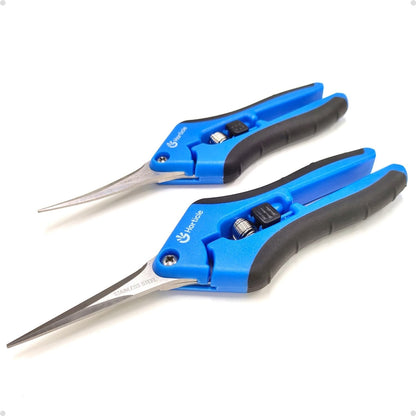 2-Pack 6.5" Garden Scissors Pruning Shears for Detailed Gardening | Ultra-Sharp Stainless Steel Precision Trimming Snips – Micro-Tip Straight & Curved Blades for Flowers & Delicate Plant Care