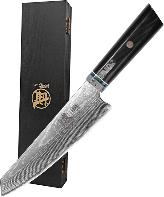 7 Inch Kiritsuke Chef Knife Damascus Steel - Hand Forged HAP40 Powder, Professional Kitchen Knife