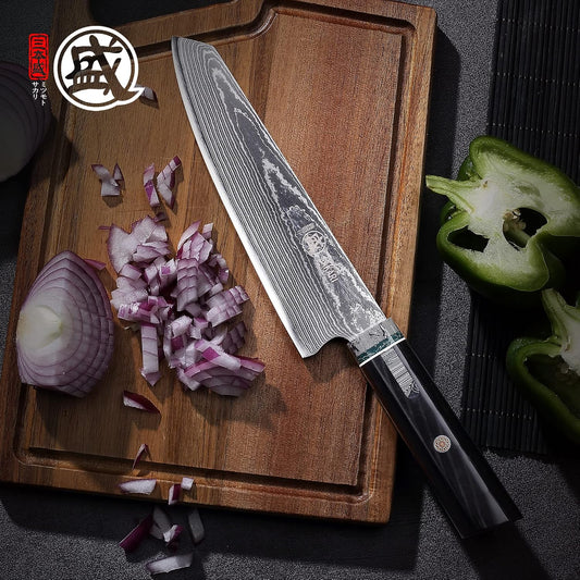 7 Inch Kiritsuke Chef Knife Damascus Steel - Hand Forged HAP40 Powder, Professional Kitchen Knife