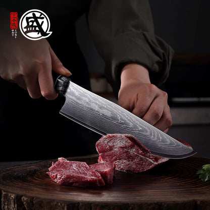 7 Inch Kiritsuke Chef Knife Damascus Steel - Hand Forged HAP40 Powder, Professional Kitchen Knife