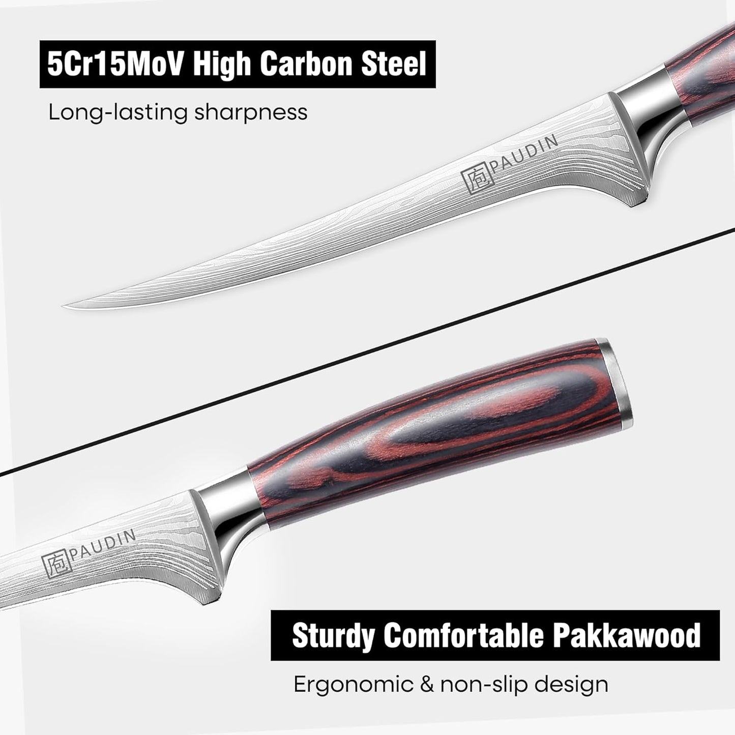 Utility Knife, 5 inch Paring knife, Damascus Chef Knife | Damascus VG10 Steel, Ergonomic Wood Handle, Ultra Sharp Multipurpose Chef Knife for Fruit, Vegetable & Meat, Gift Box