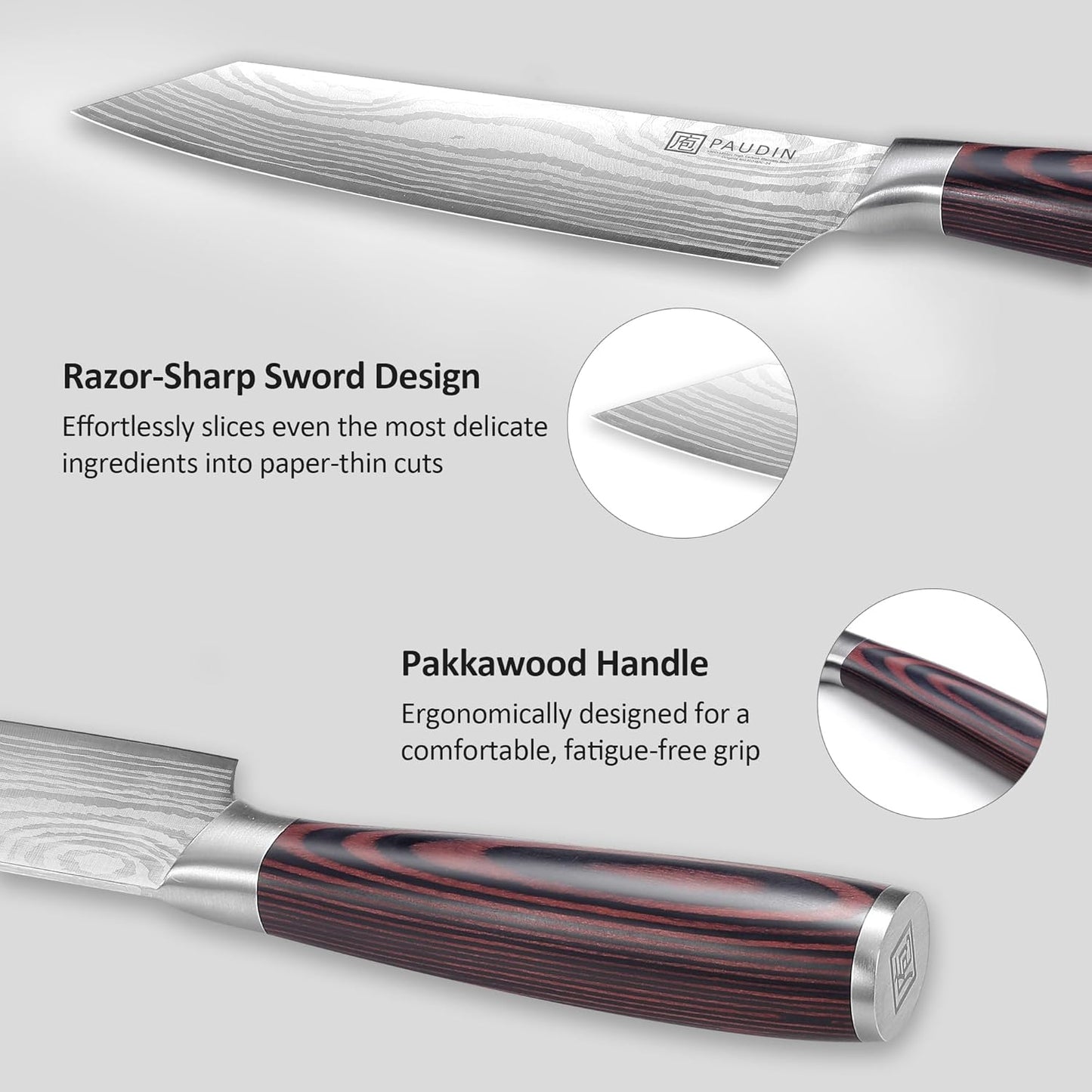 Utility Knife, 5 inch Paring knife, Damascus Chef Knife | Damascus VG10 Steel, Ergonomic Wood Handle, Ultra Sharp Multipurpose Chef Knife for Fruit, Vegetable & Meat, Gift Box
