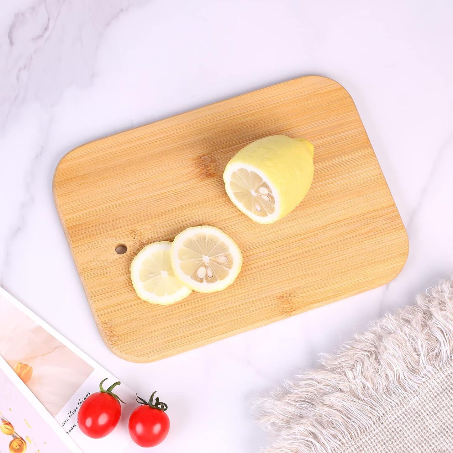 Bamboo Cutting Board Set for Kitchen,Small Cutting Boards with Holder,Serving Boards for Sandwich Cheese Meal Breakfast