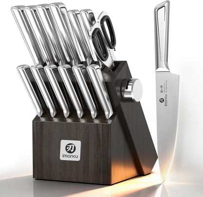 High-Carbon Stainless Steel Knife Set with Block