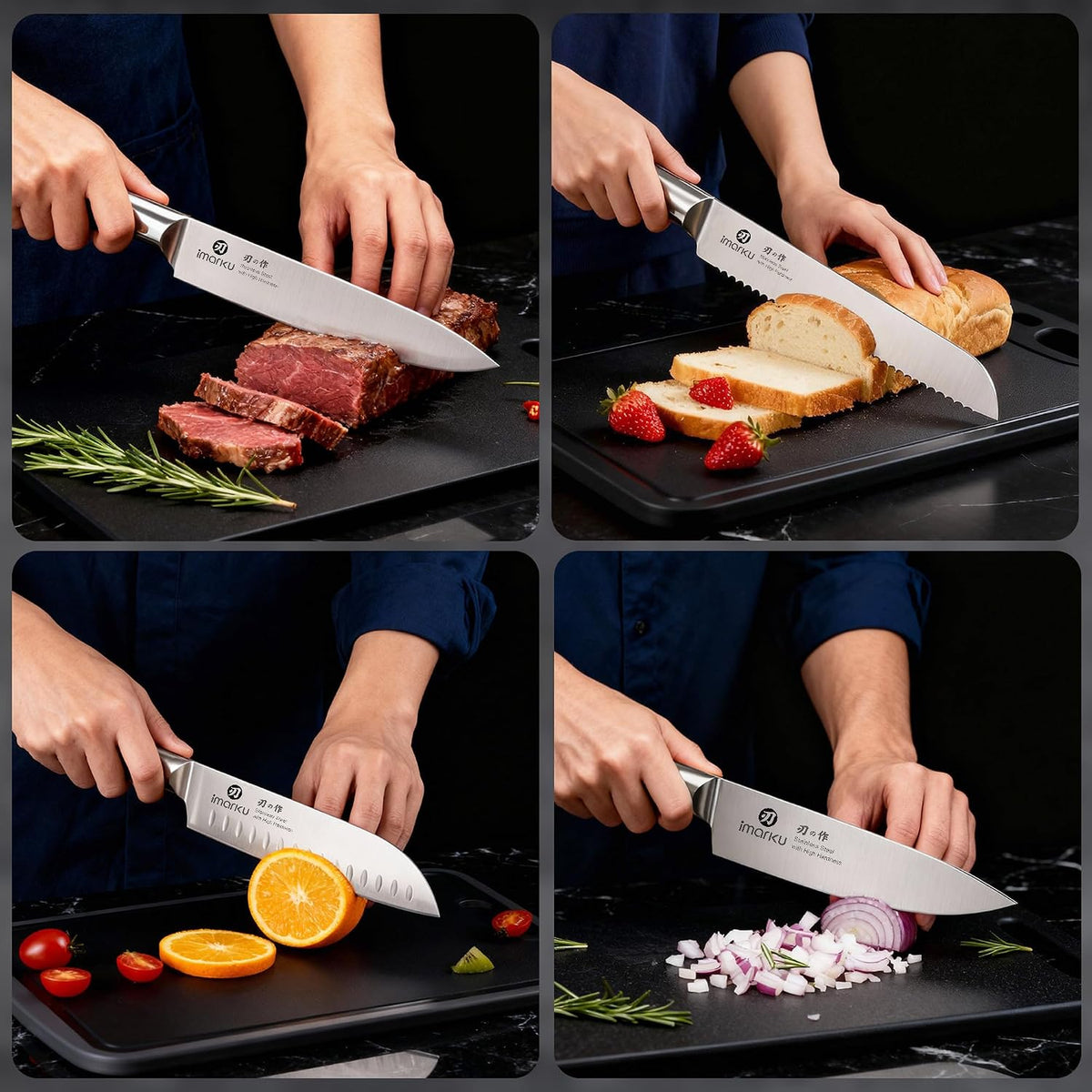 High-Carbon Stainless Steel Knife Set with Block