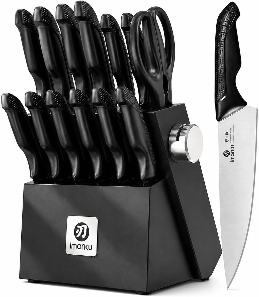 High-Carbon Stainless Steel Knife Set with Block