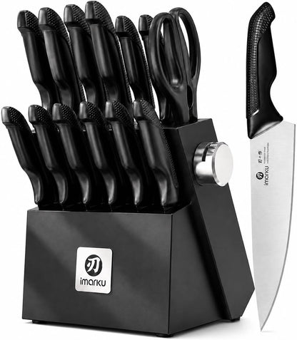 High-Carbon Stainless Steel Knife Set with Block