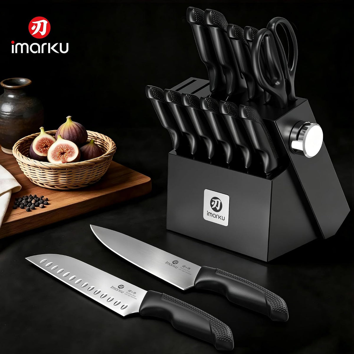 High-Carbon Stainless Steel Knife Set with Block