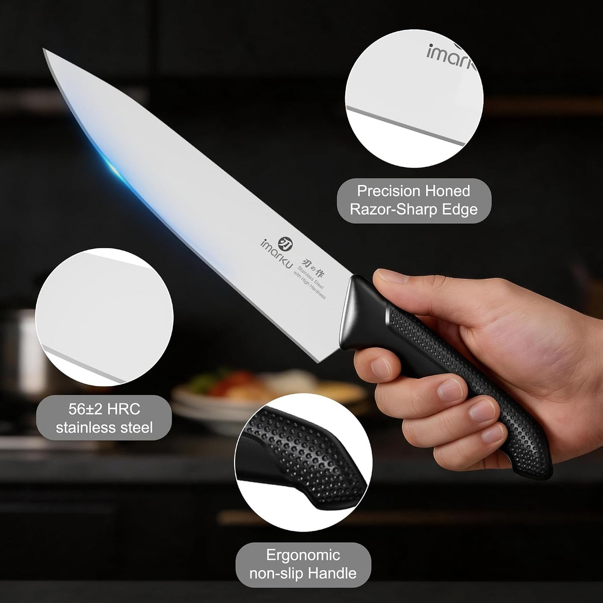 High-Carbon Stainless Steel Knife Set with Block