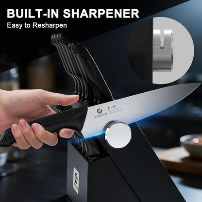 High-Carbon Stainless Steel Knife Set with Block