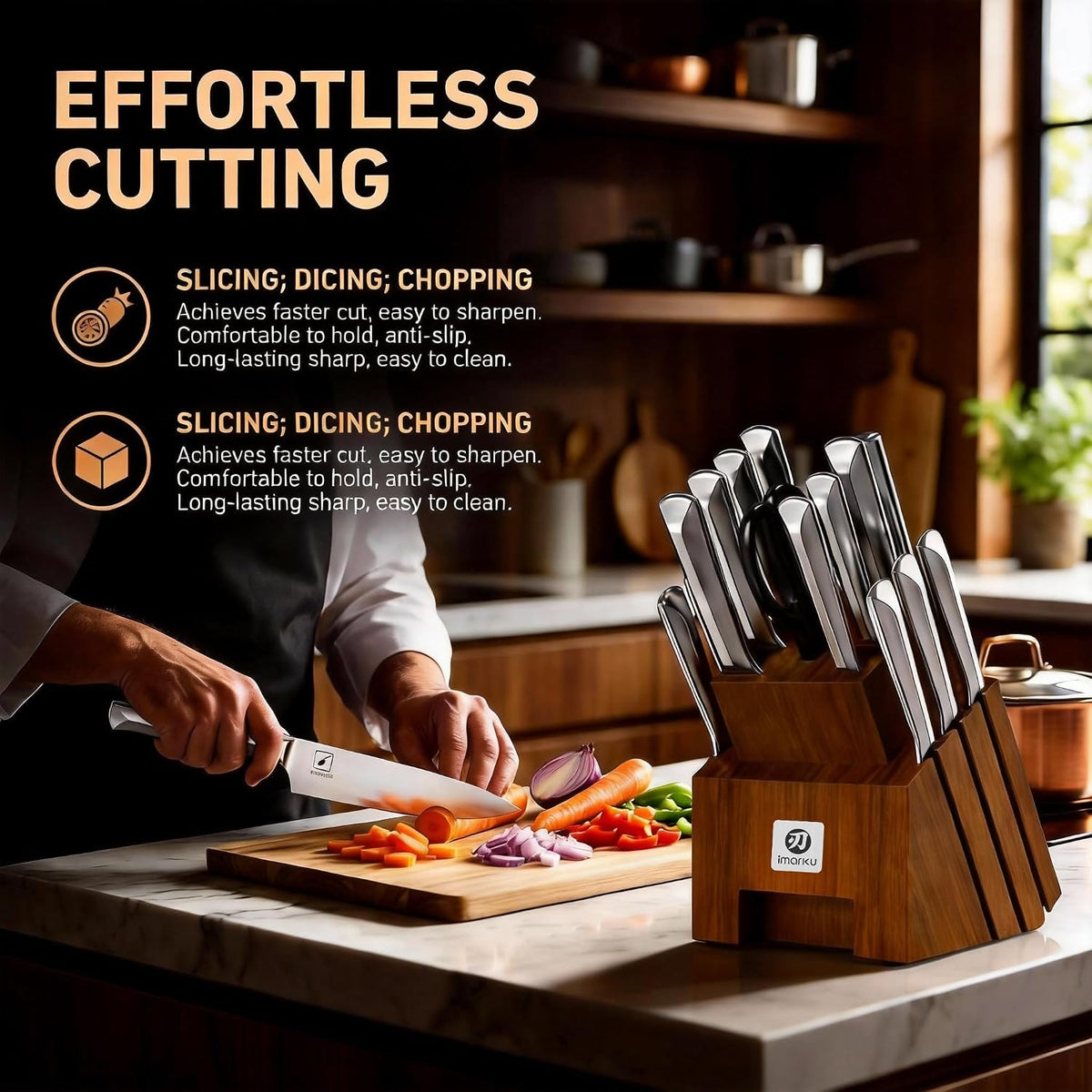 High-Carbon Stainless Steel Knife Set with Block
