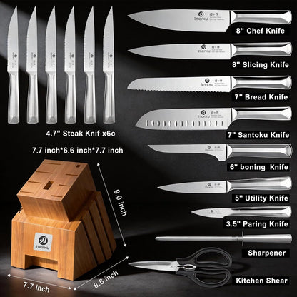 High-Carbon Stainless Steel Knife Set with Block