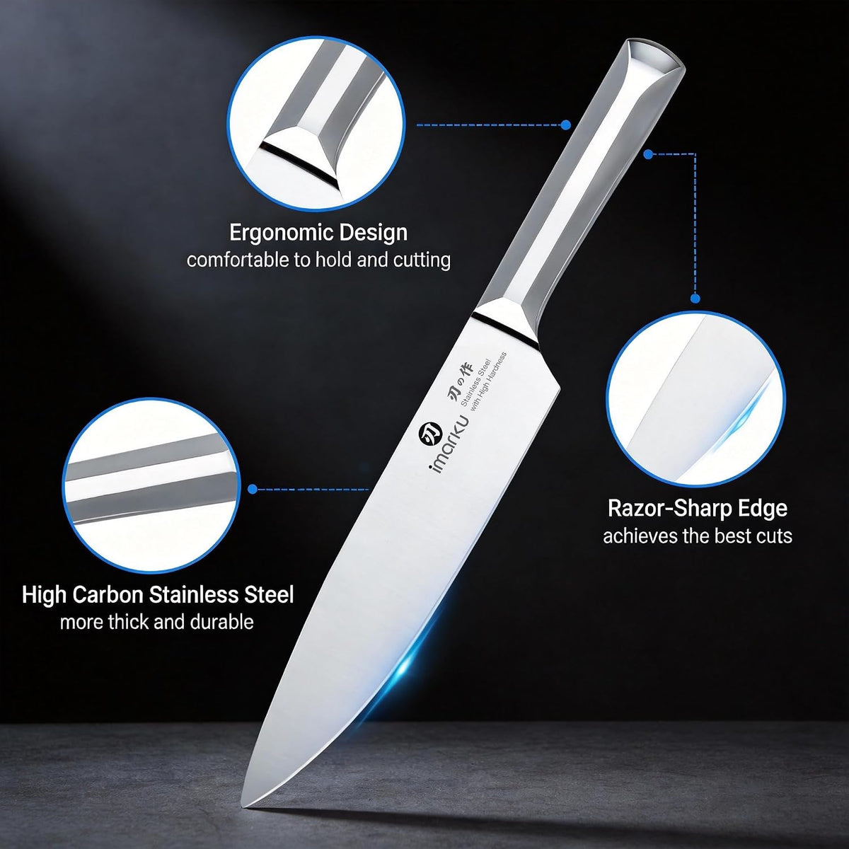 High-Carbon Stainless Steel Knife Set with Block