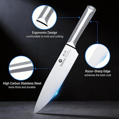 High-Carbon Stainless Steel Knife Set with Block