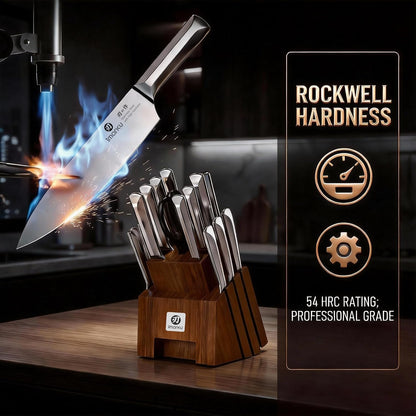 High-Carbon Stainless Steel Knife Set with Block