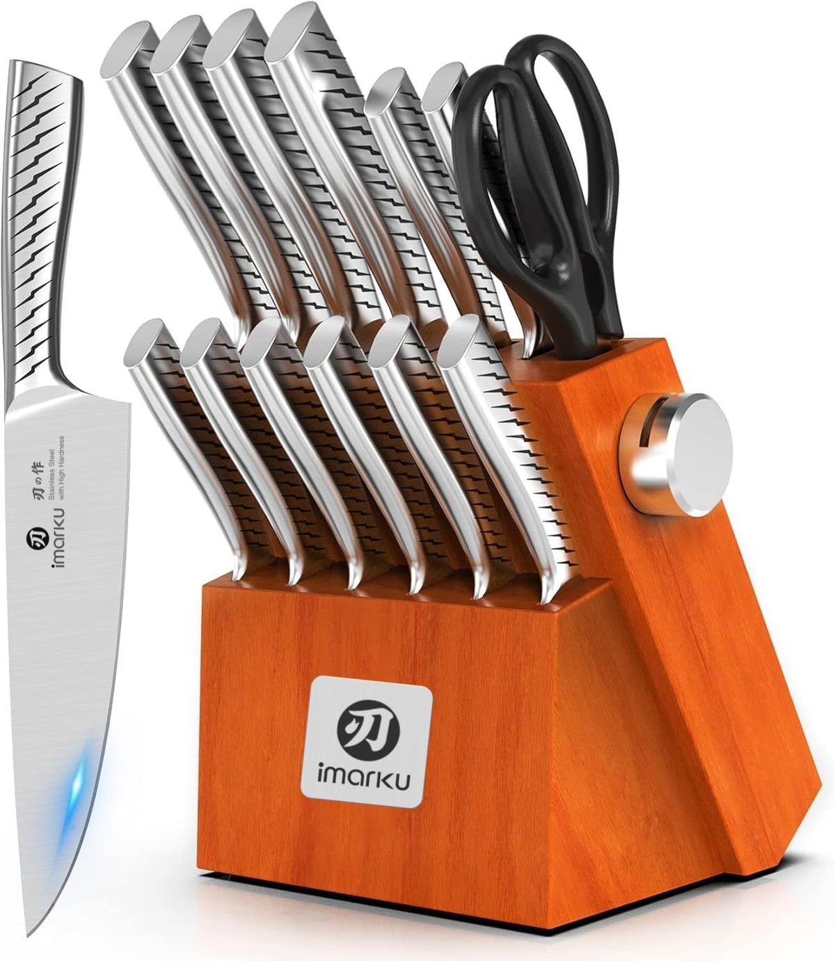 High-Carbon Stainless Steel Knife Set with Block