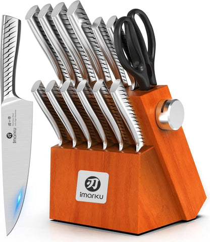High-Carbon Stainless Steel Knife Set with Block