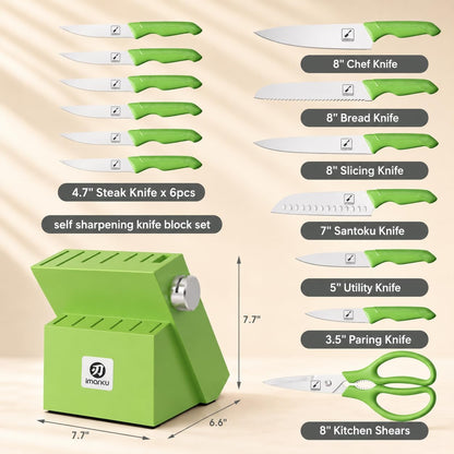 High-Carbon Stainless Steel Knife Set with Block