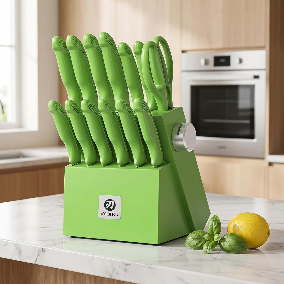 High-Carbon Stainless Steel Knife Set with Block