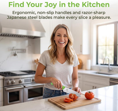 High-Carbon Stainless Steel Knife Set with Block