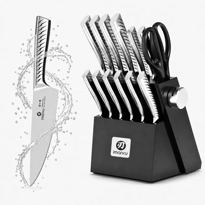 High-Carbon Stainless Steel Knife Set with Block