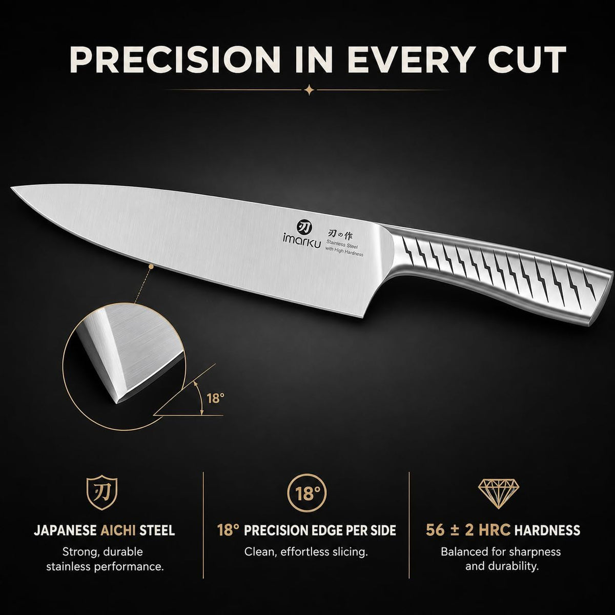 High-Carbon Stainless Steel Knife Set with Block