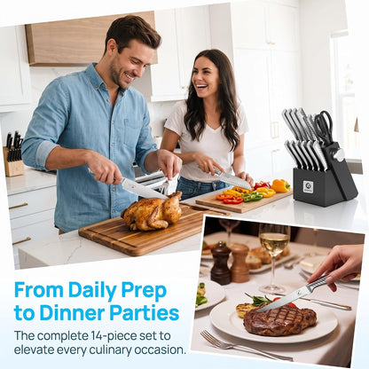 High-Carbon Stainless Steel Knife Set with Block