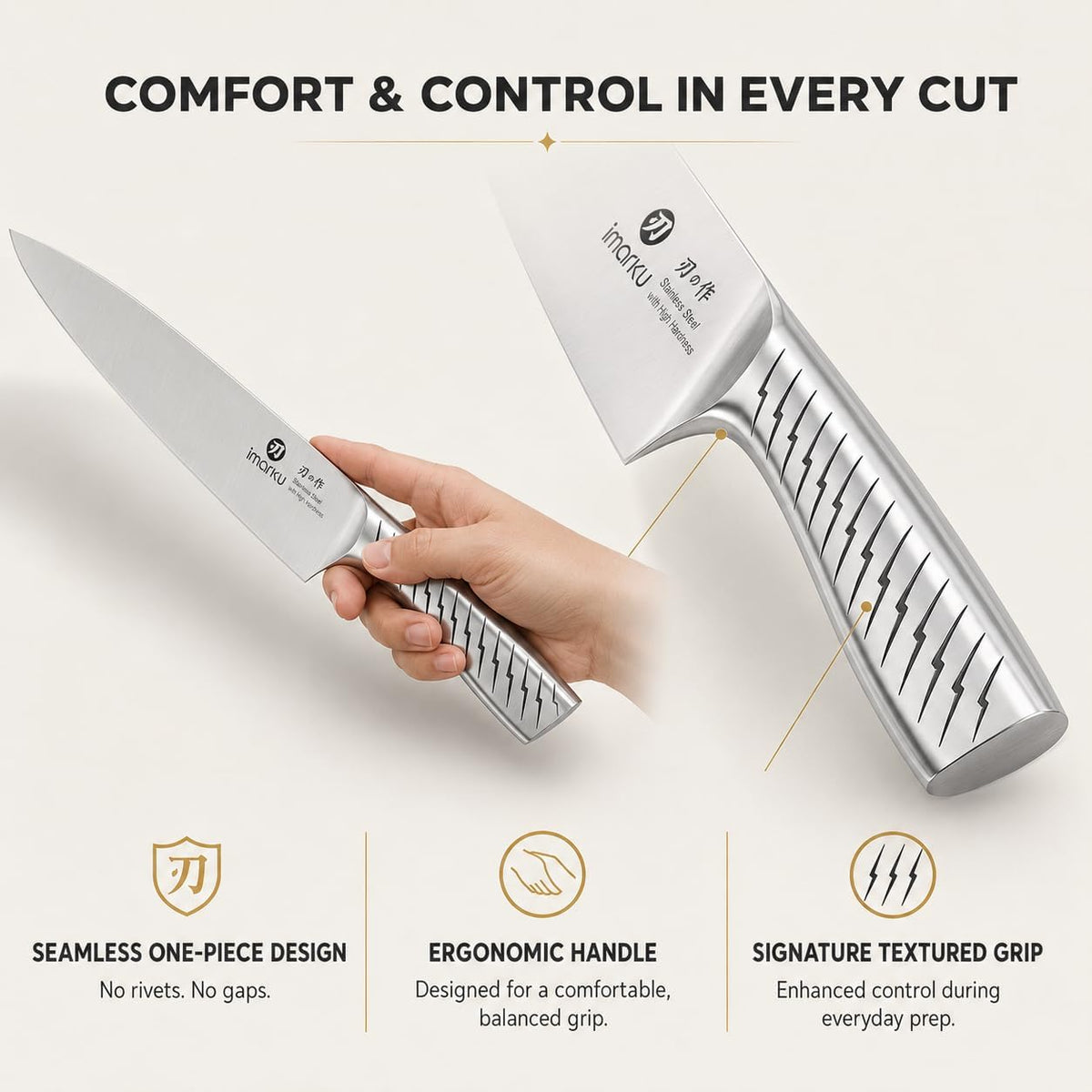 High-Carbon Stainless Steel Knife Set with Block