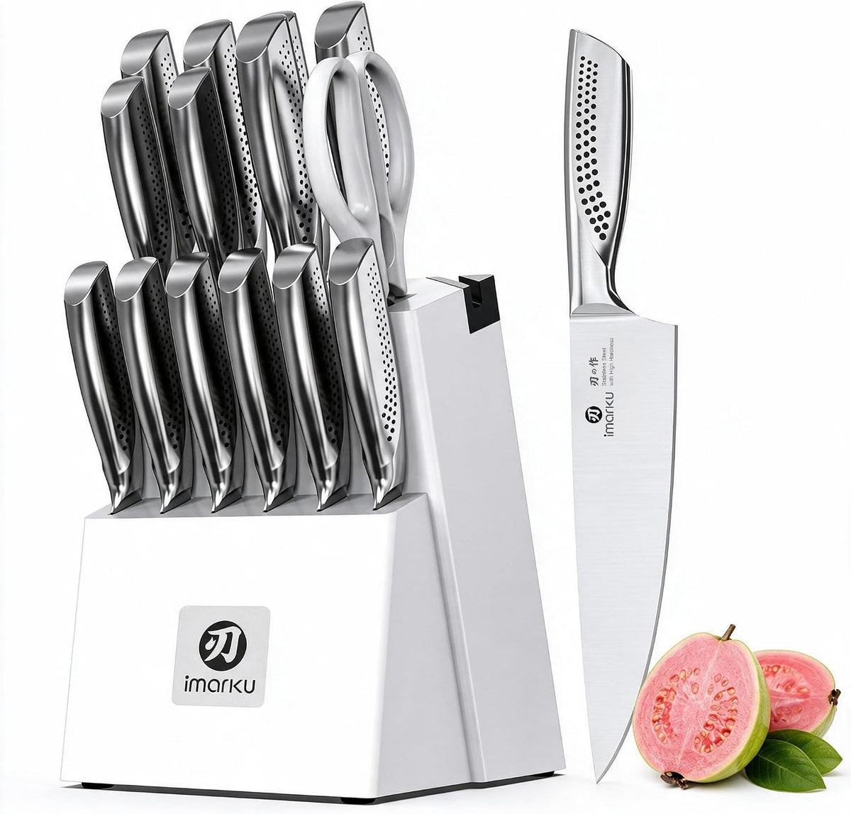 High-Carbon Stainless Steel Knife Set with Block