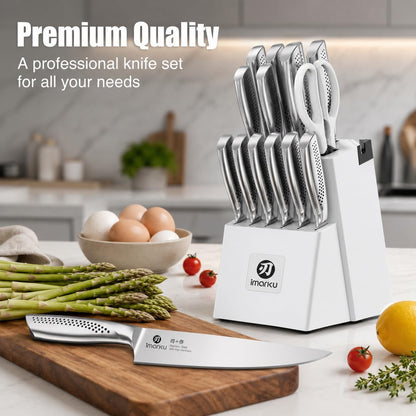 High-Carbon Stainless Steel Knife Set with Block