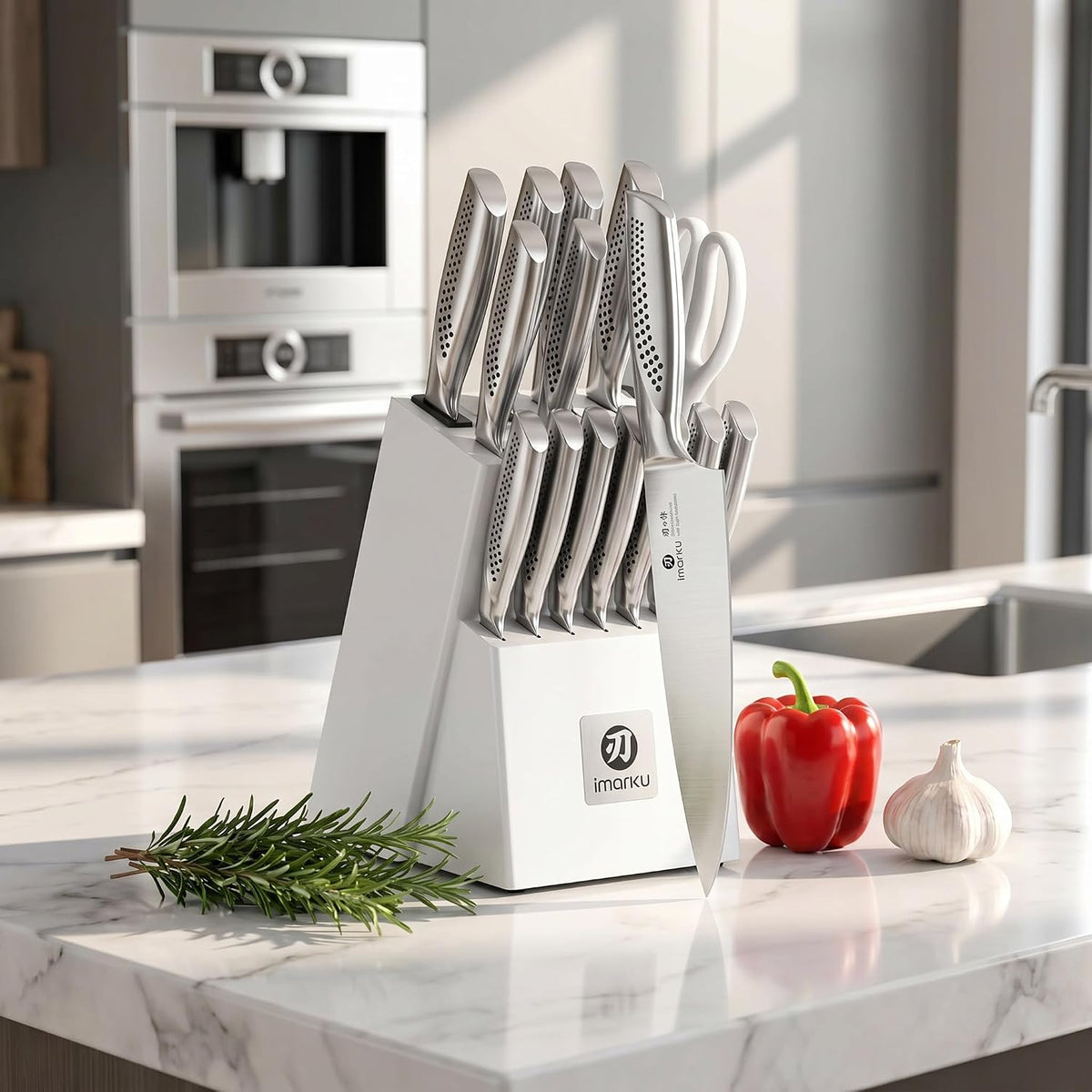High-Carbon Stainless Steel Knife Set with Block
